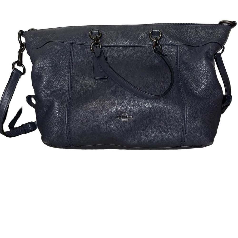 Coach Lenox Satchel F59325 Navy Pebble Leather Convertible Bag